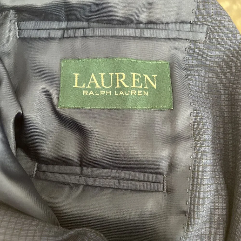 Lauren Ralph Lauren boys 8R navy blazer lined mini check